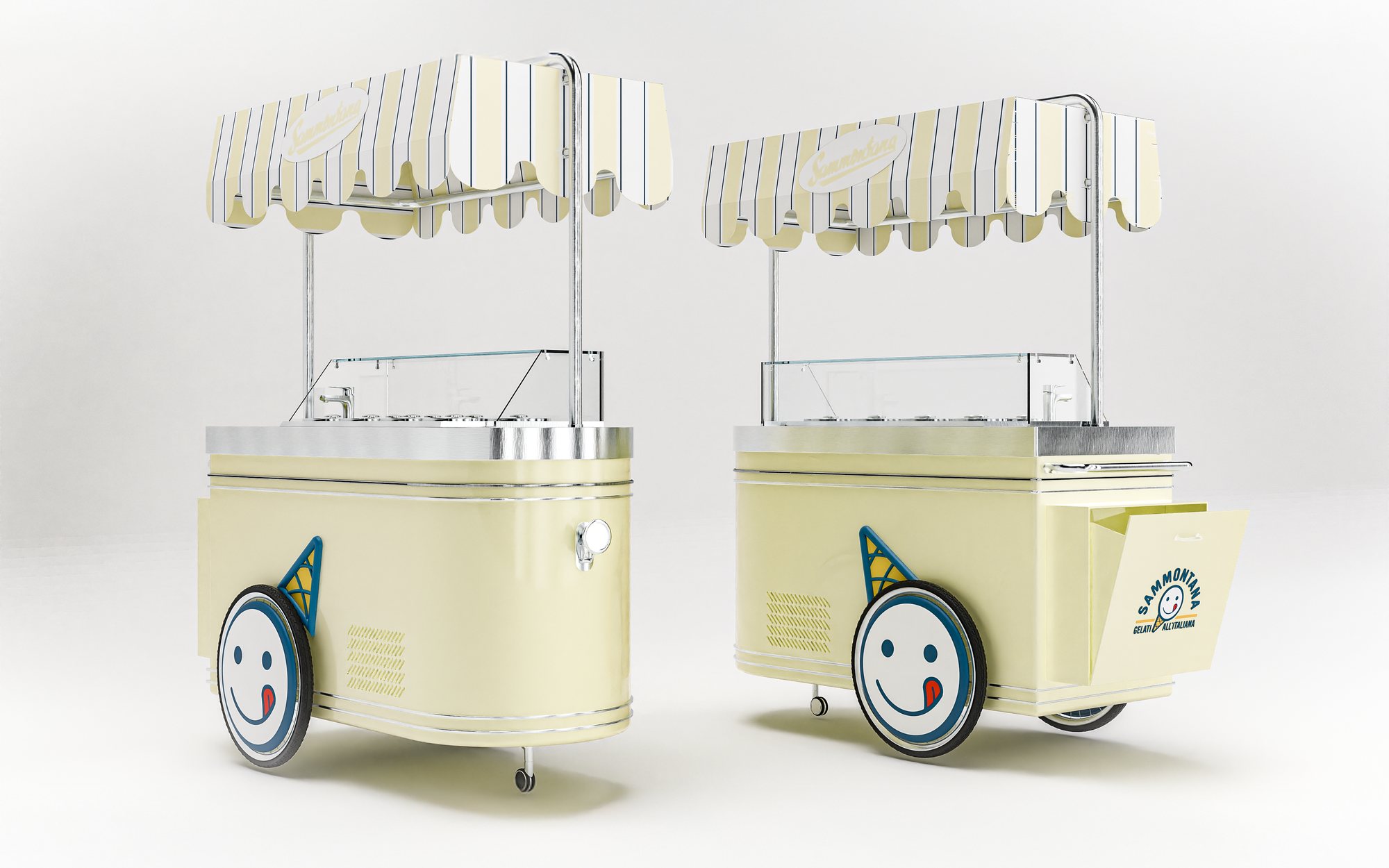 Two Carretto Classic, one with the storage compartment open