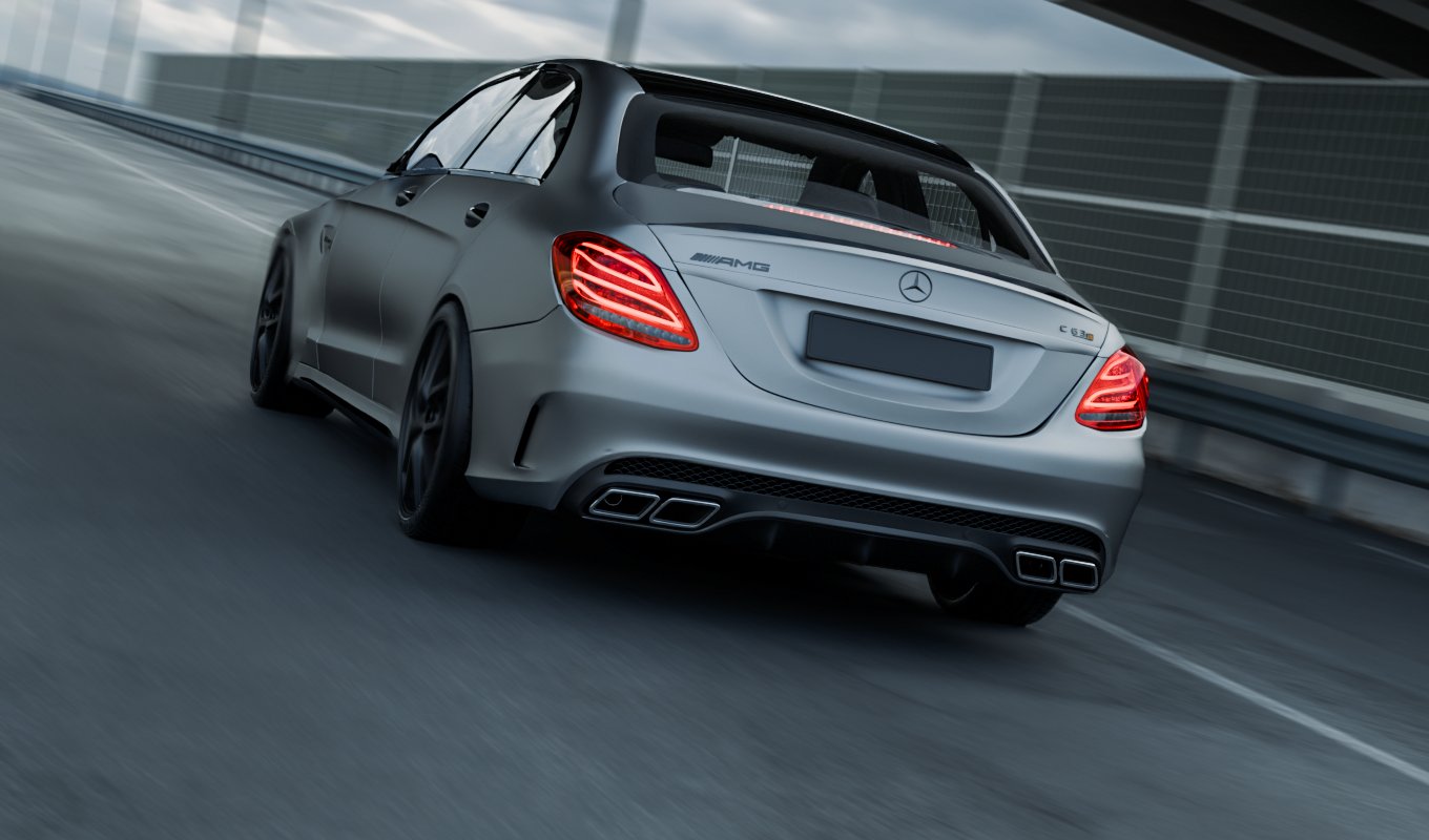 C 63 from behind on a motorway ramp