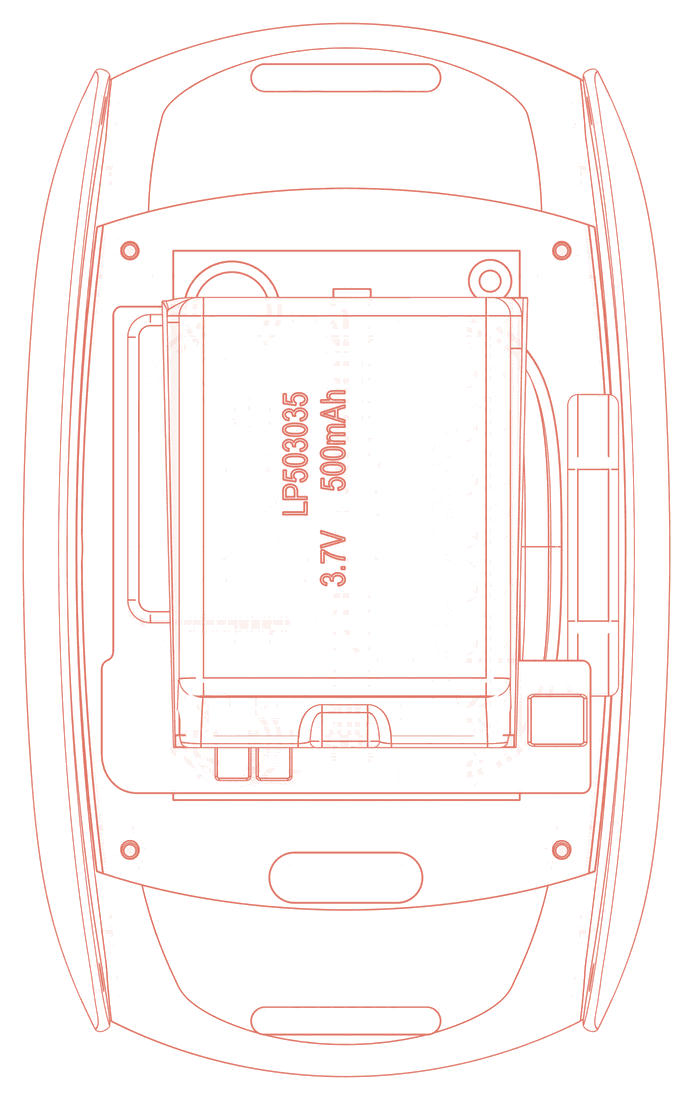 Li-Po battery inside the shell