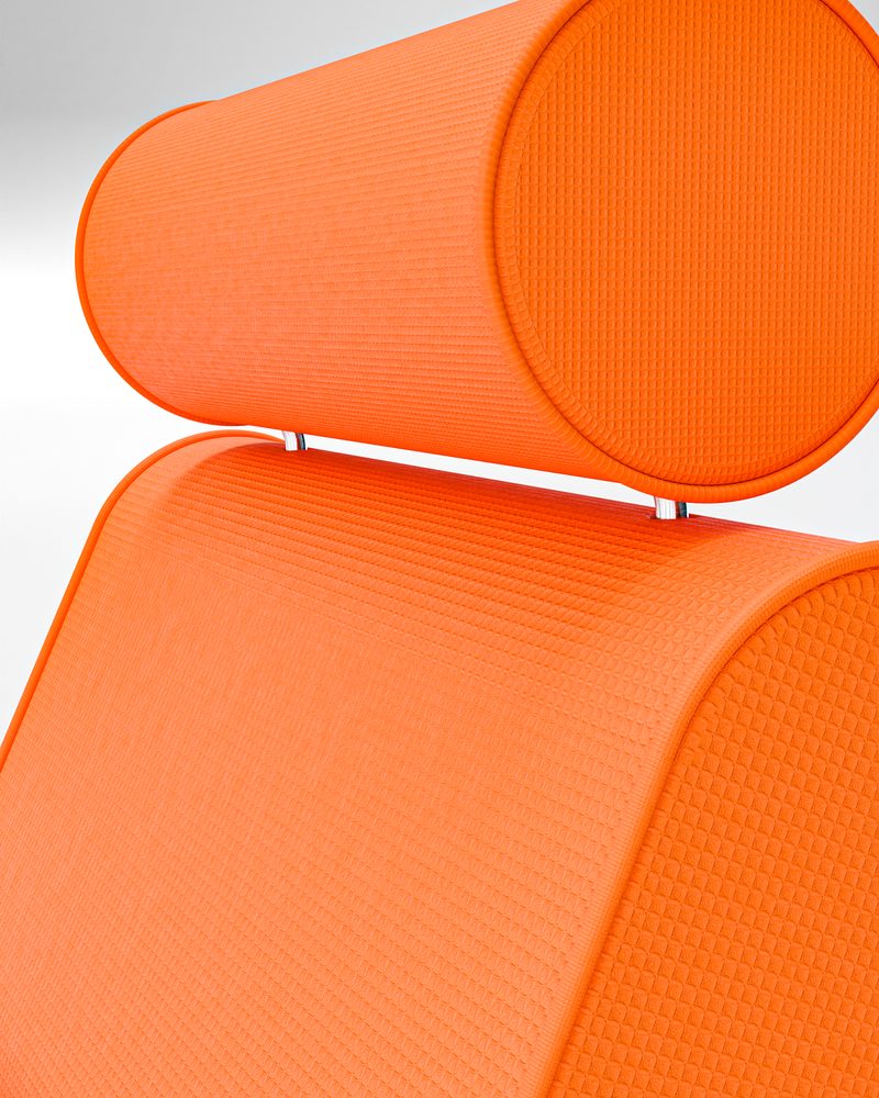 Close-up of the cylindrical headrest of Vòltia Pro