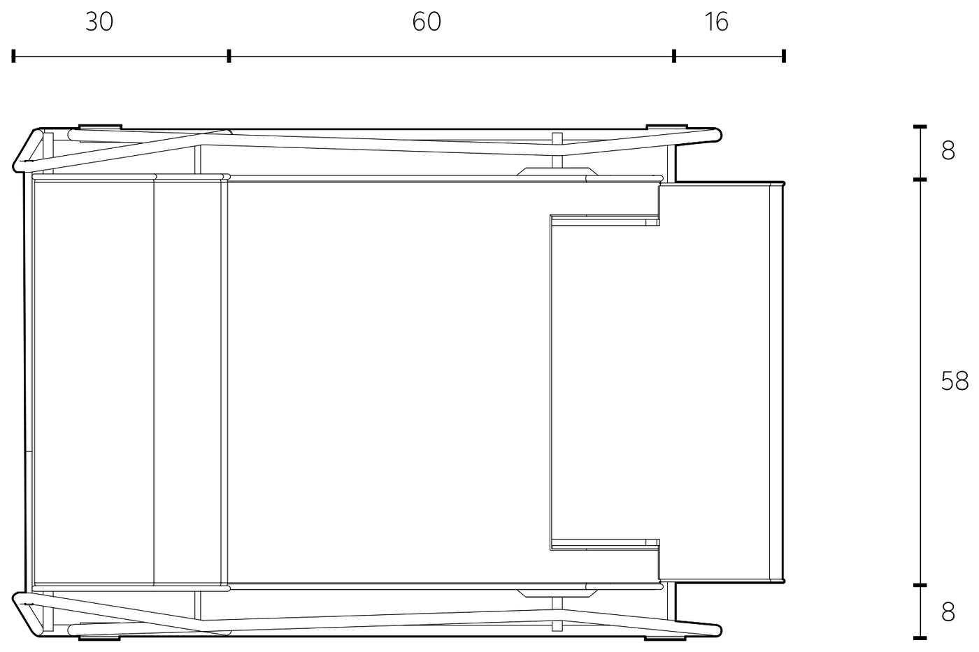 Plan drawing of Vòltia with dimensions