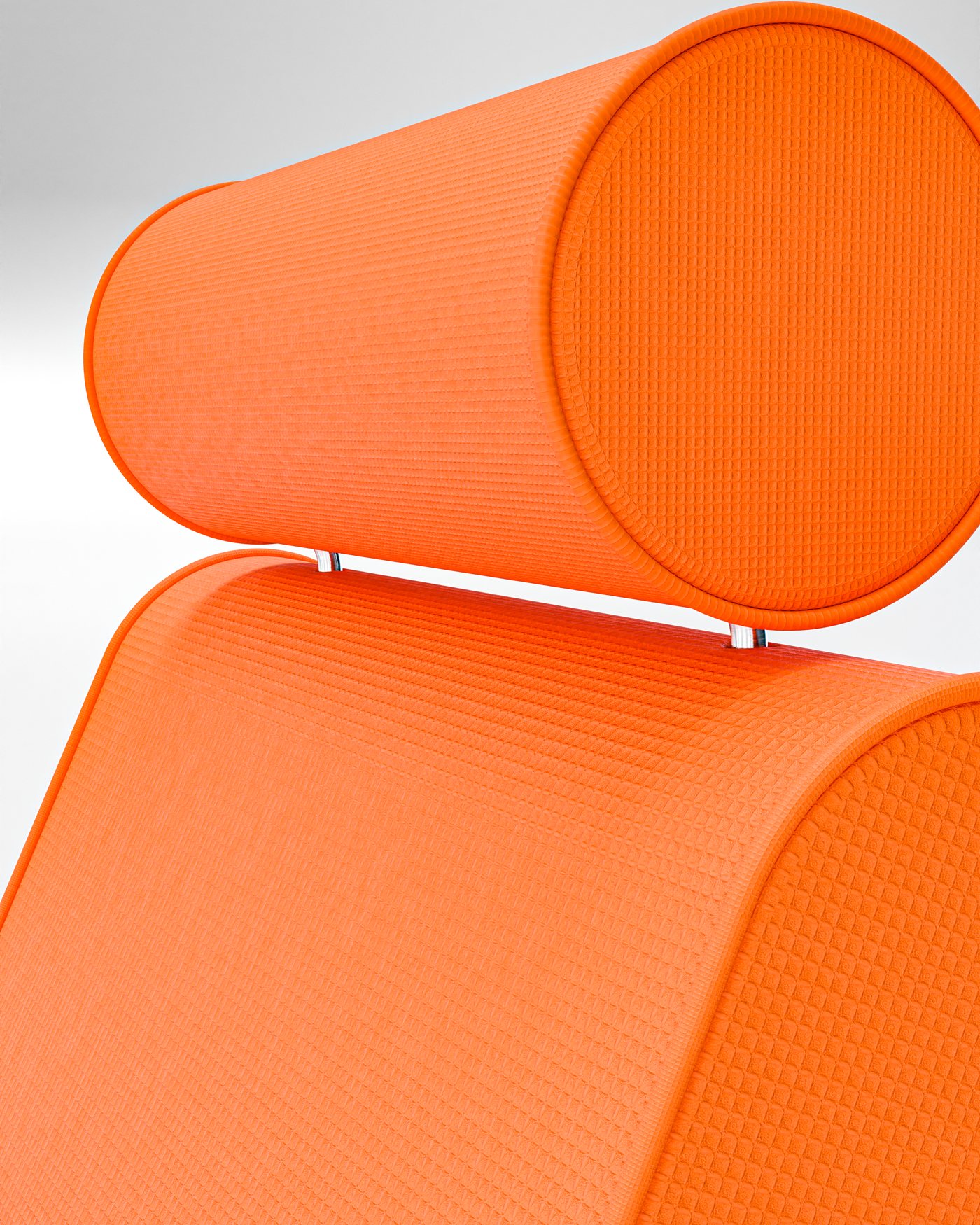 Close-up of the Vòltia Pro headrest in orange waffle fabric